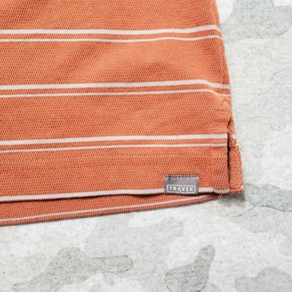Eddie Bauer Travex Polo Shirt Mens Large Orange Stripe Short Sleeve - Picture 5 of 5